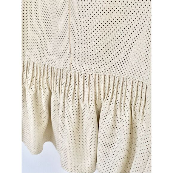 Akris Punto Perforated 100% Lambskin Full Zip Vanilla/ Ivory Jacket Sz 6 - Picture 15 of 16